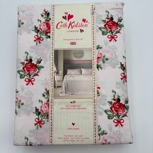 CATH KIDSTON Cotton Rose and Bow PINK Love 4pc Sheet Set Coquette FULL‎ Soft